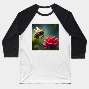 Lovely Bee on Rose Baseball T-Shirt